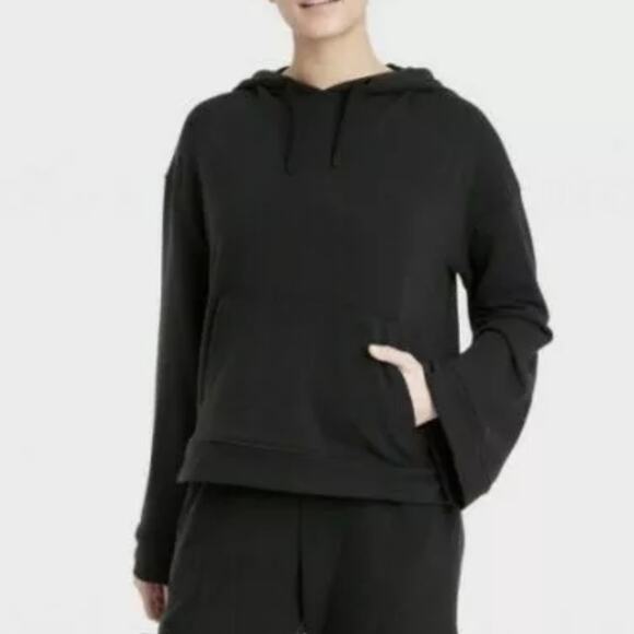 All In Motion XS Bell Sleeve Pullover Hoodie Black Athleisure Yoga Gym - Picture 6 of 8